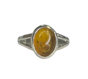 Skylar Amber Sterling Silver Oval Ring