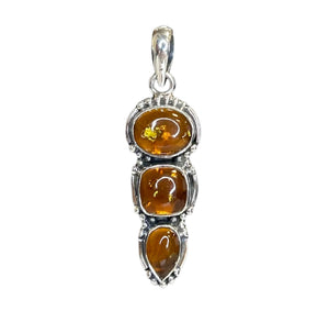 Aurora Amber Sterling Silver Pendant