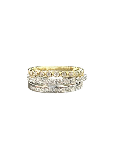 Trio Mixed Metal Set Sterling Silver Rings