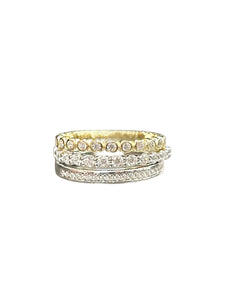 Trio Mixed Metal Set Sterling Silver Rings