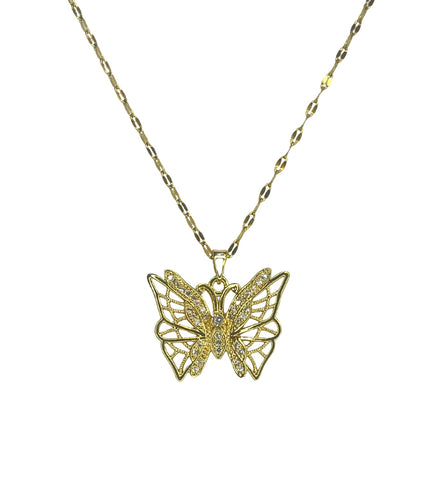 Elegant Rhinestone Butterfly Necklace