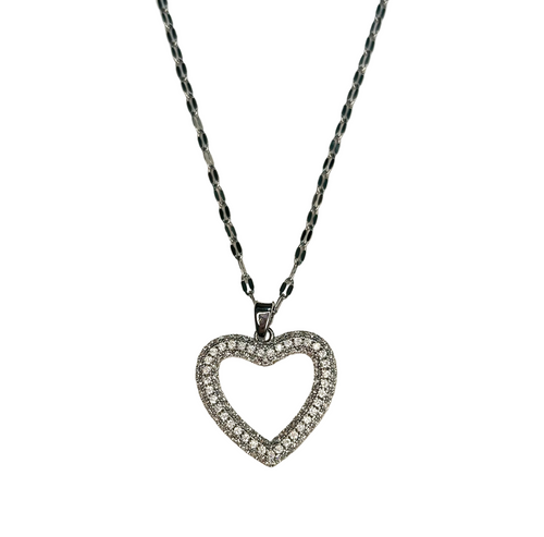 Medium Rhinestone Heart Necklace