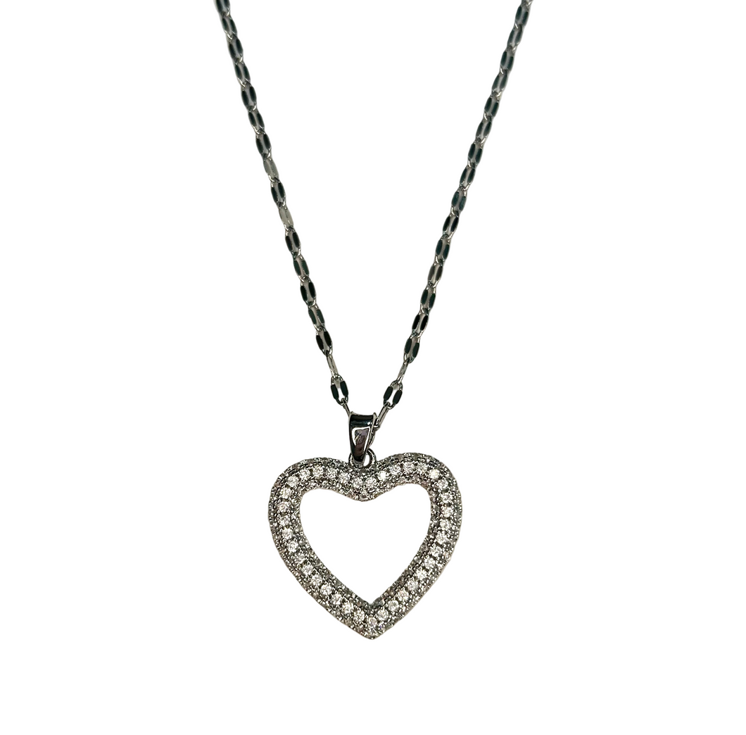 Medium Rhinestone Heart Necklace