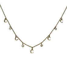 Rhinestone and Moon Charm Necklace