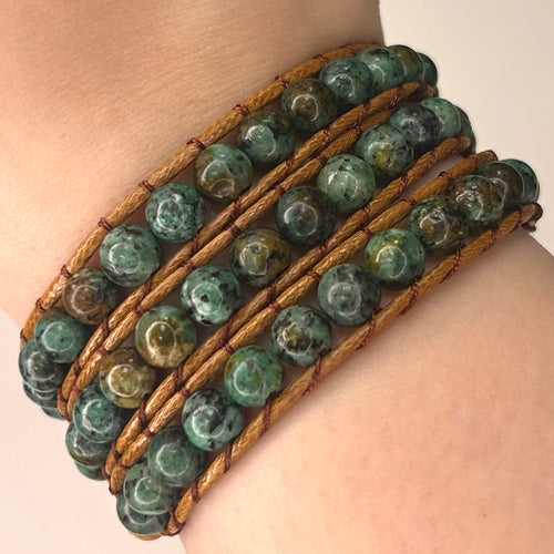 African Turquoise Wrap Bracelet