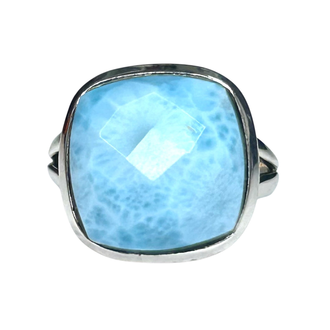 Phoenix Larimar Sterling Silver Large Square Ring
