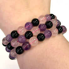 Amethyst, Rose Quartz, and Obsidian Mala