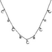Rhinestone and Moon Charm Necklace