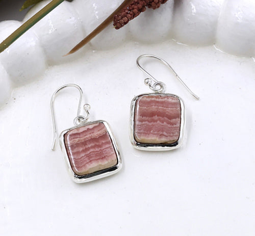 Rhodochrosite Sterling Silver Earrings